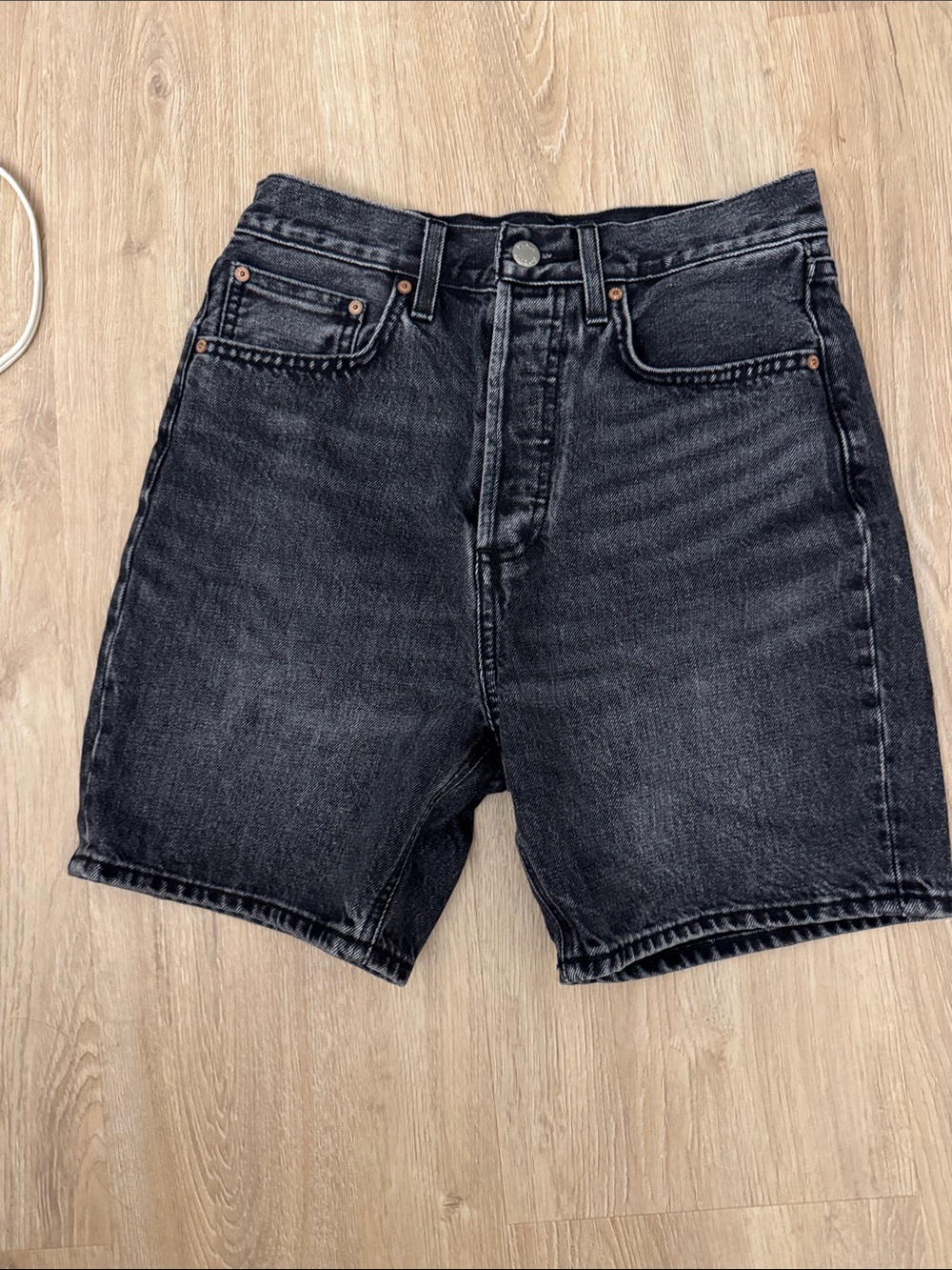 Denim forum High-Waist Black Denim Shorts long